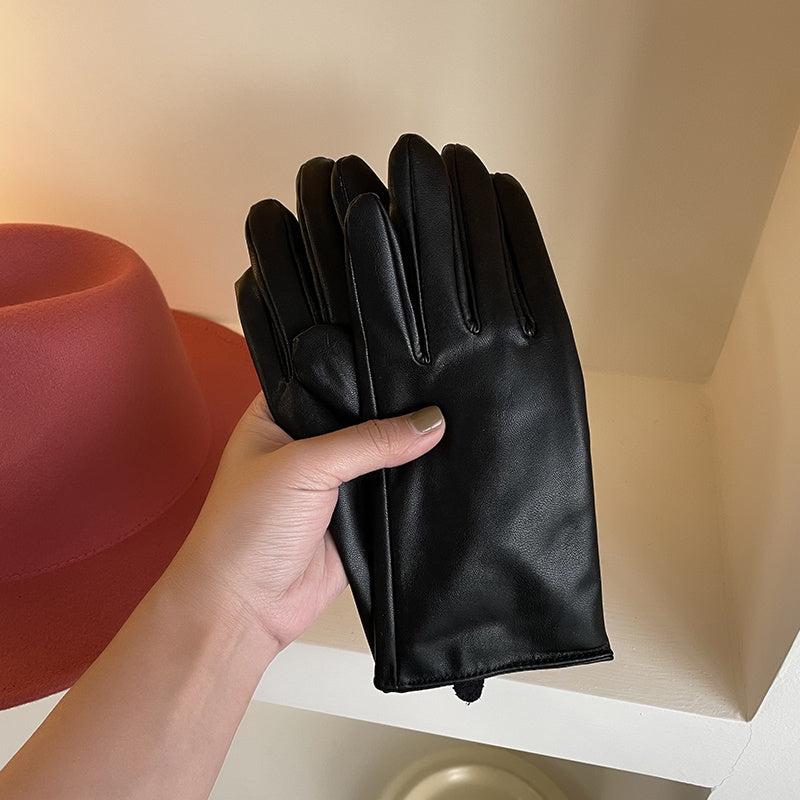 Five Finger PU Leather Gloves For Cycling