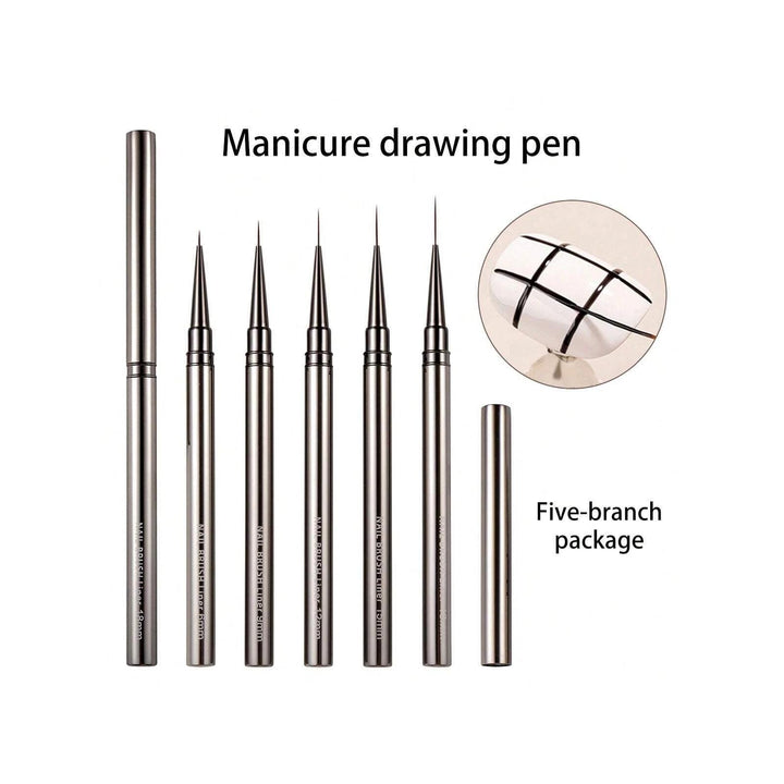 5PCS Nail Art Liner Brush Set for Acrylic and UV Gel Manicure Design