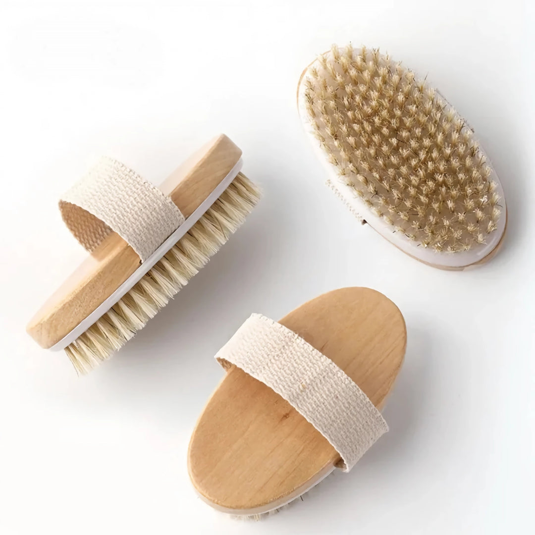 Natural Bristle Bath Brush - Wooden Exfoliating Shower Brush