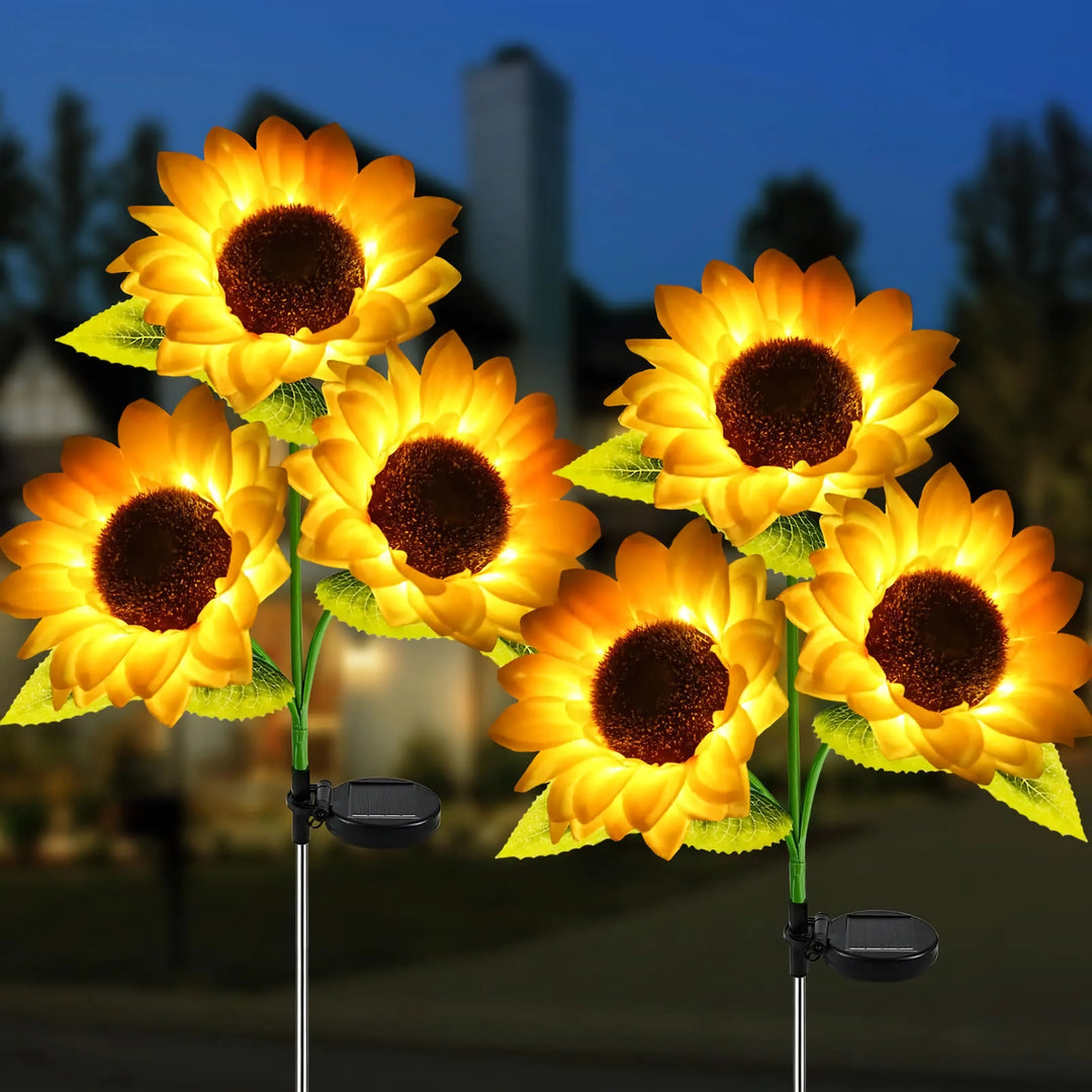 2-Pack Solar Sunflower Garden Lights - Outdoor Decorative Lights for Patio & Backyard