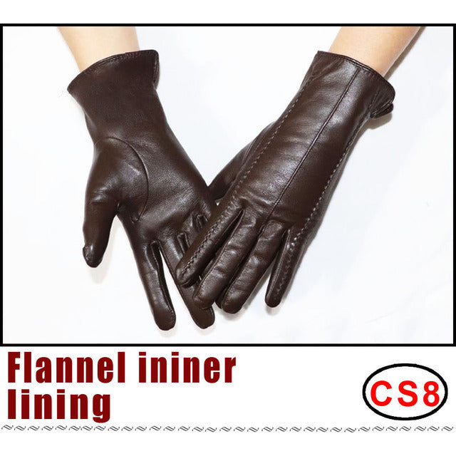 Women's Sheepskin Gloves Winter Warmth Plus Velvet Short Thi