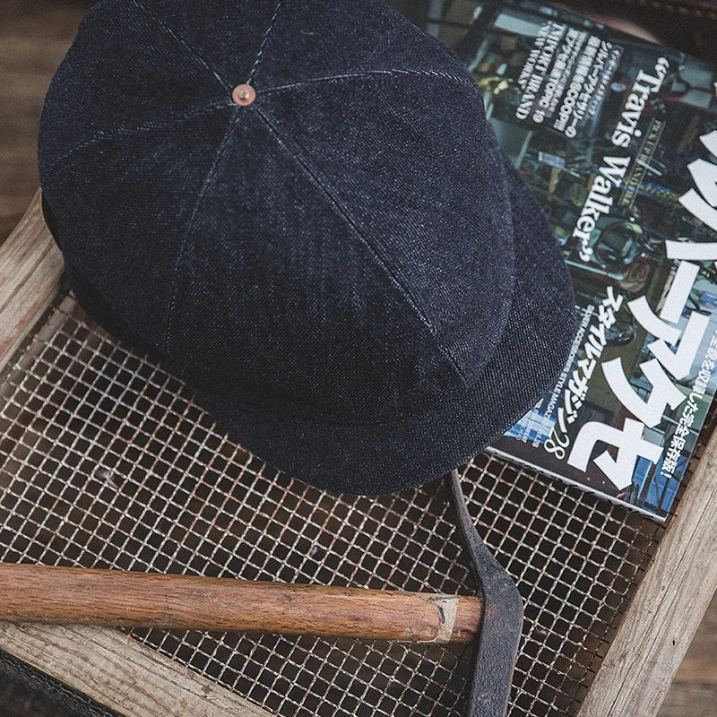 Oversized Denim Newsboy Cap for Men