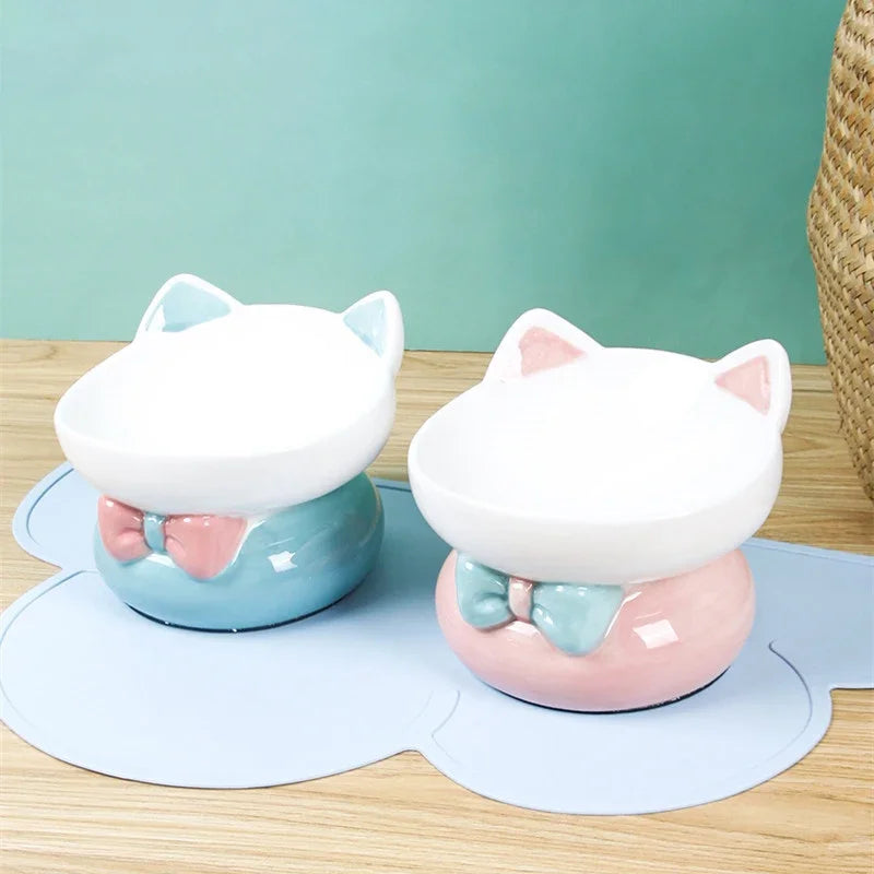 Cute Ceramic Elevated Cat Bowl