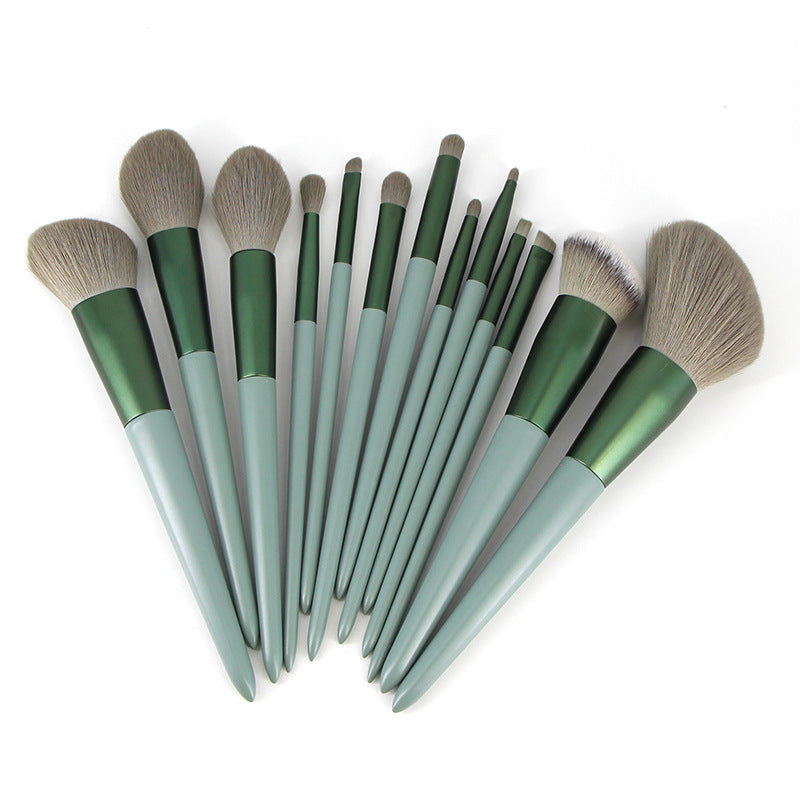 Green Wooden Handle Quick-drying Soft Fur Flour Brush Suit