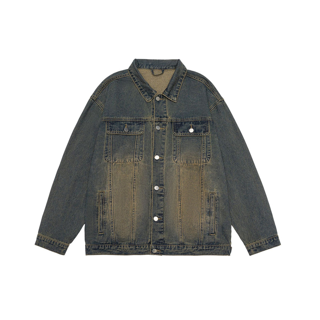 American Retro Washed Denim Jacket Fall And Winter Lapels Jacket