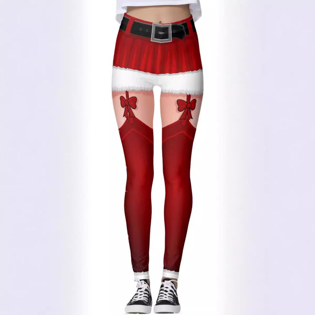 Women's Trousers Thin Elastic Christmas Theme 3D Digital Printing