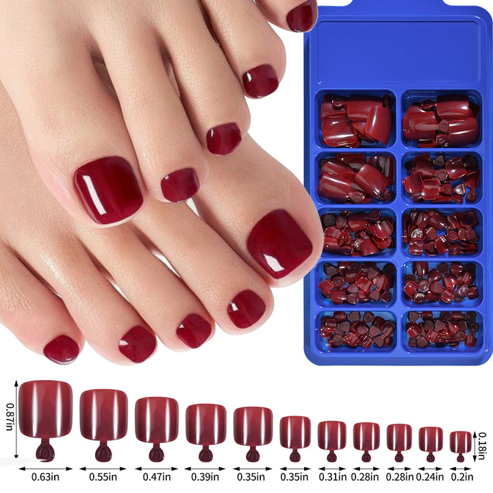 Elegant Pink and Red Press-On Toenails