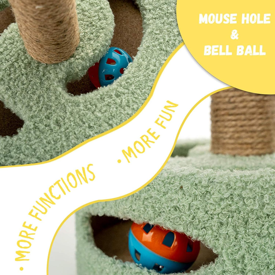 Compact Cat Climbing Frame with Sisal Scratching Post and Interactive Teasing Toys