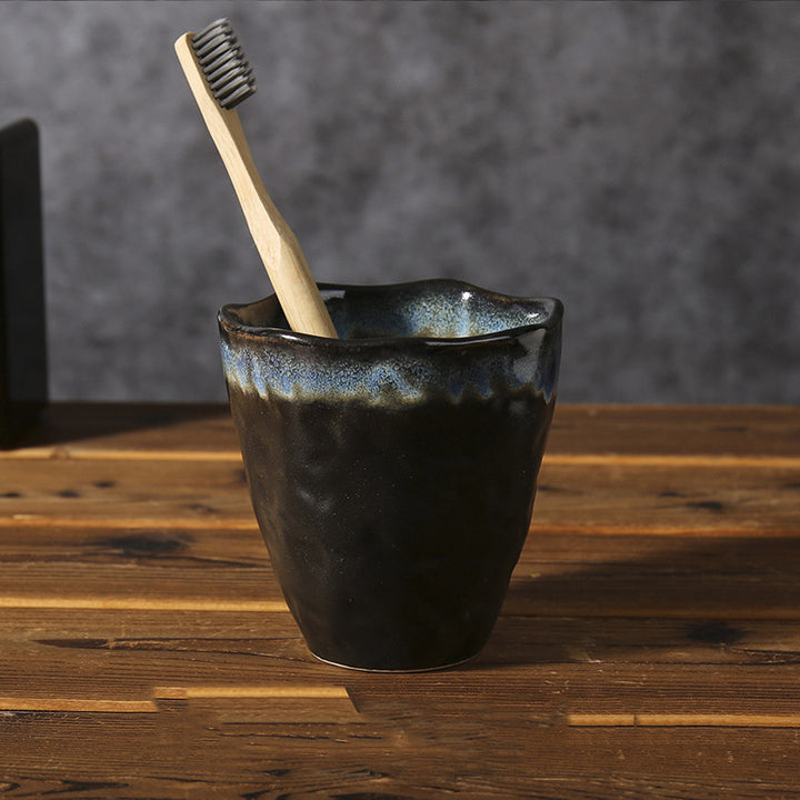 Elegant Ceramic Toothbrush and Mouthwash Holder