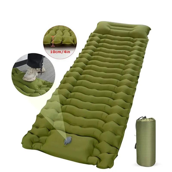 Thick Inflatable Camping Mattress with Built-in Pillow and Pump