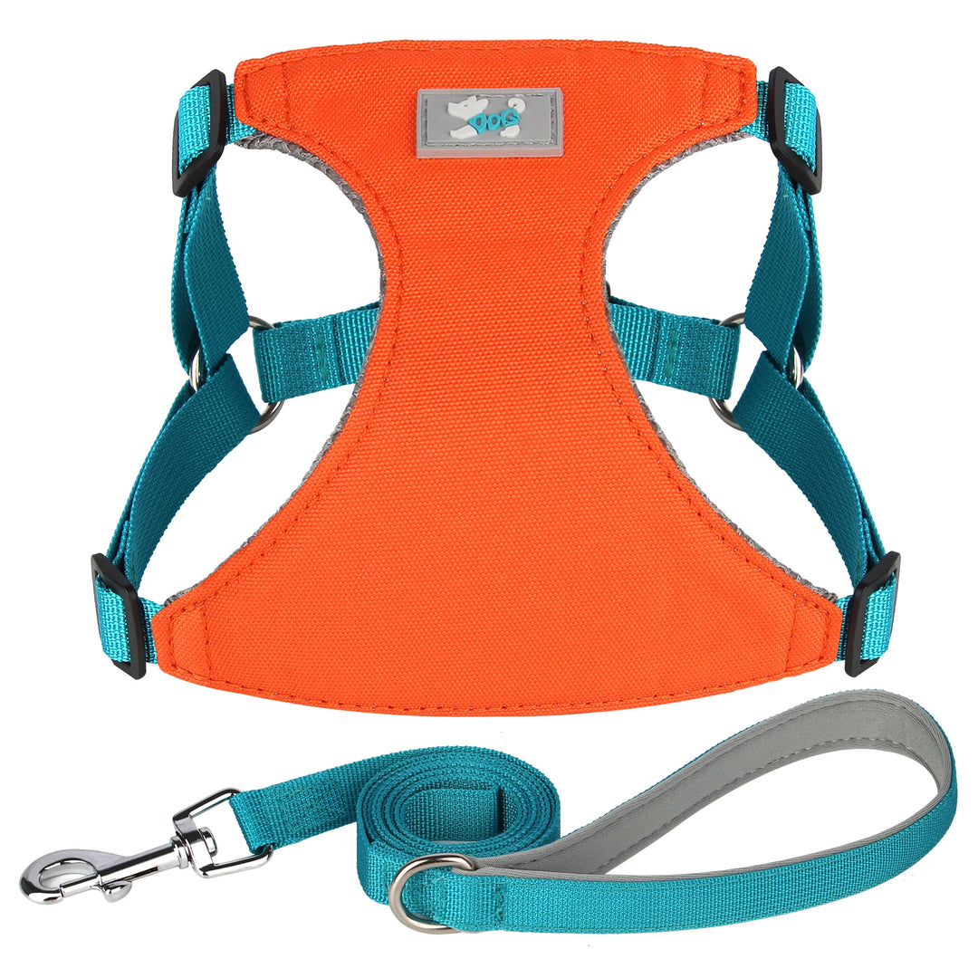 Adjustable Nylon Dog Harness and Leash Set for All Breeds