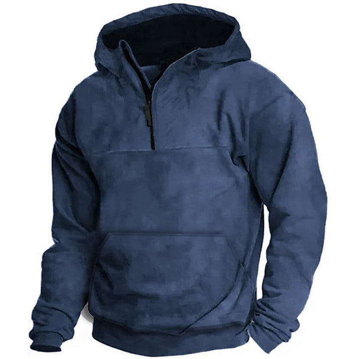 Men's Hooded Solid Color Sports Fleece Sweater Coat