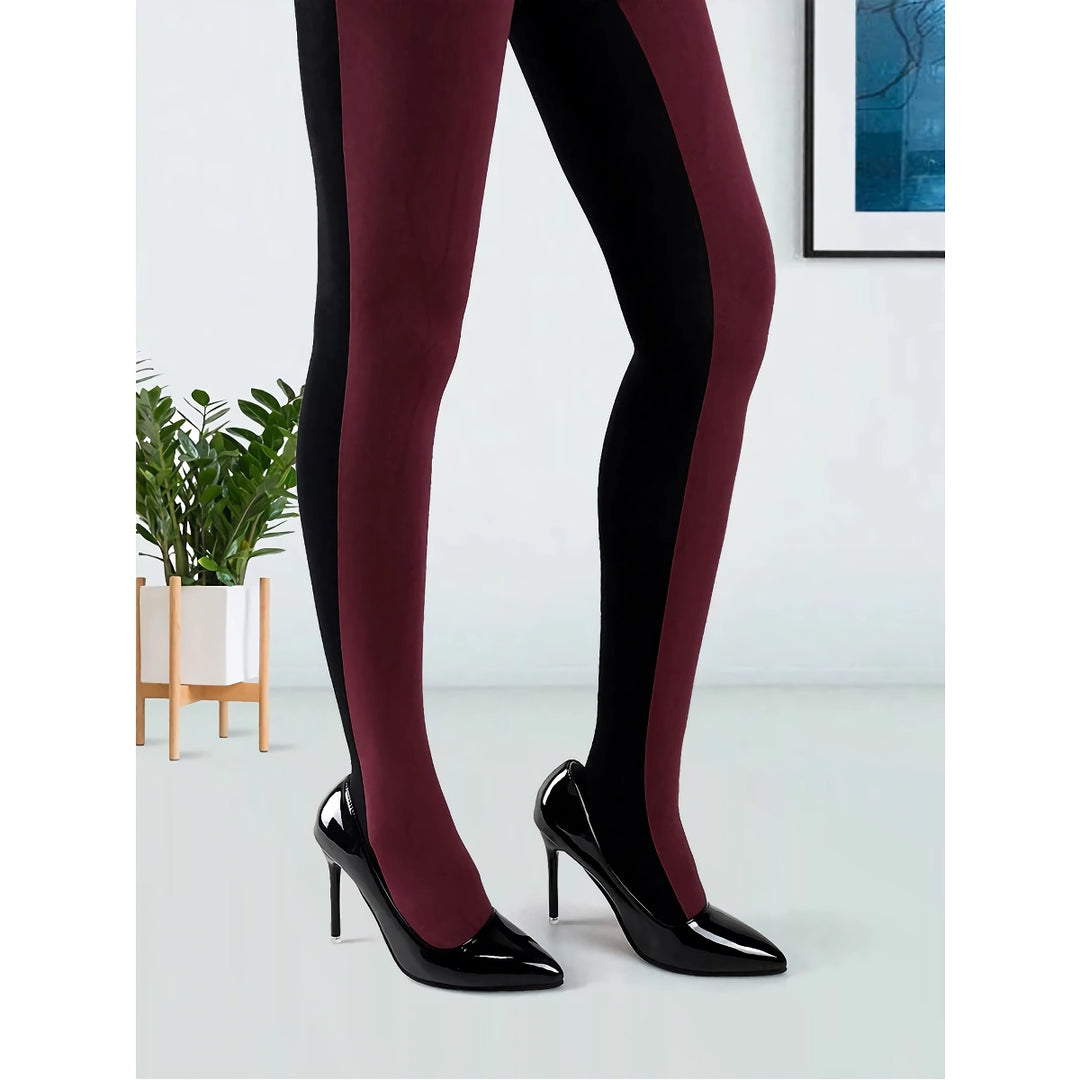 Chic Patchwork Velvet Tights for Women – Slim Fit Anti-Hook Pantyhose