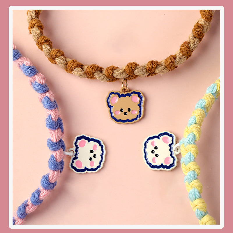 Adjustable Cute Pet Collars with Bear Pendant for Cats, Dogs, and Puppies