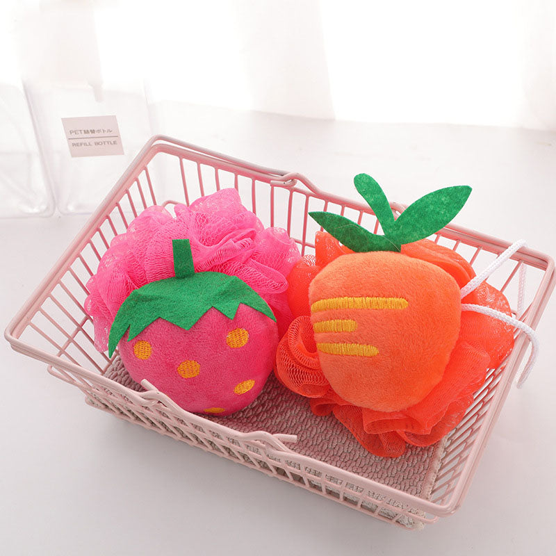 Cartoon Fruit Shower Bath Ball Exfoliating Sponge