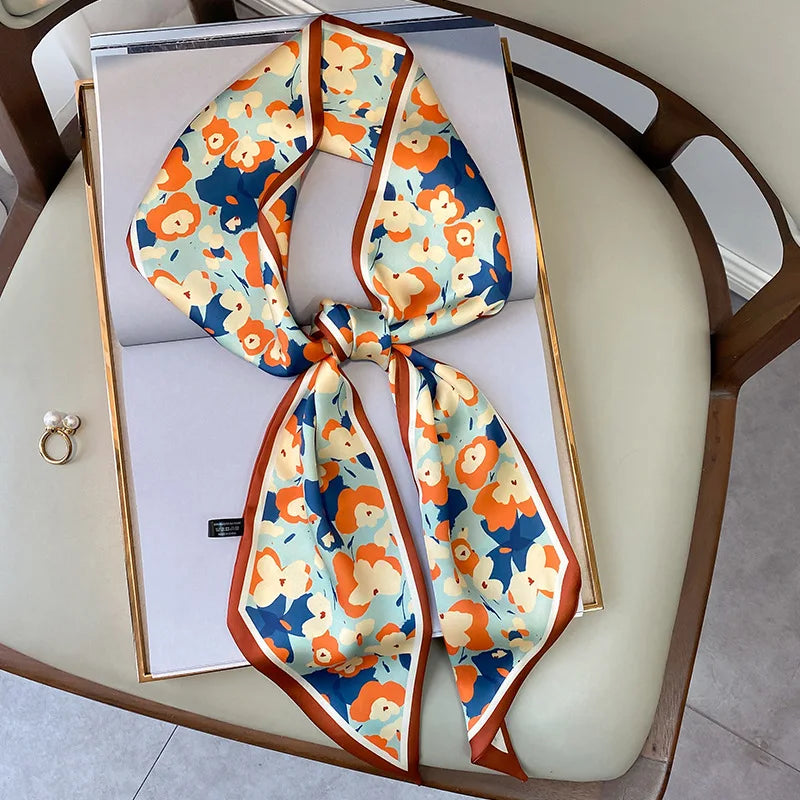 Floral Silk-Feel Long Scarf - Versatile Accessory for All Seasons