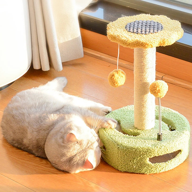 Interactive Sisal Cat Scratching Post with Hanging Balls