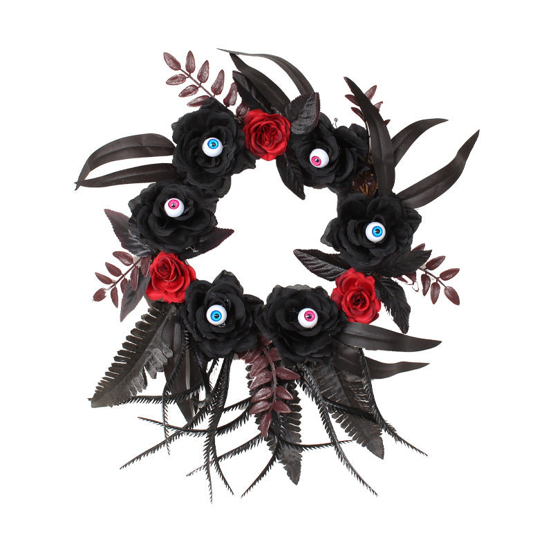 Halloween Artificial Rose Eyeball Deadwood Garland Decoration Vine Ring