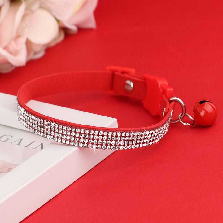 Soft Suede Rhinestone Cat Collar