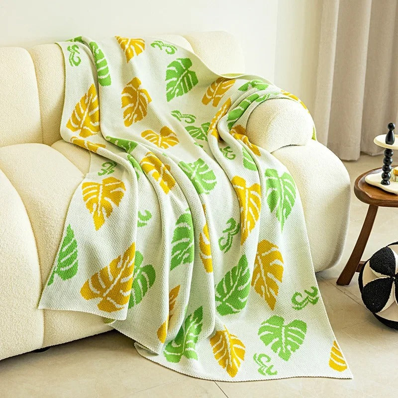 Luxurious Leaf Knit Throw Blanket