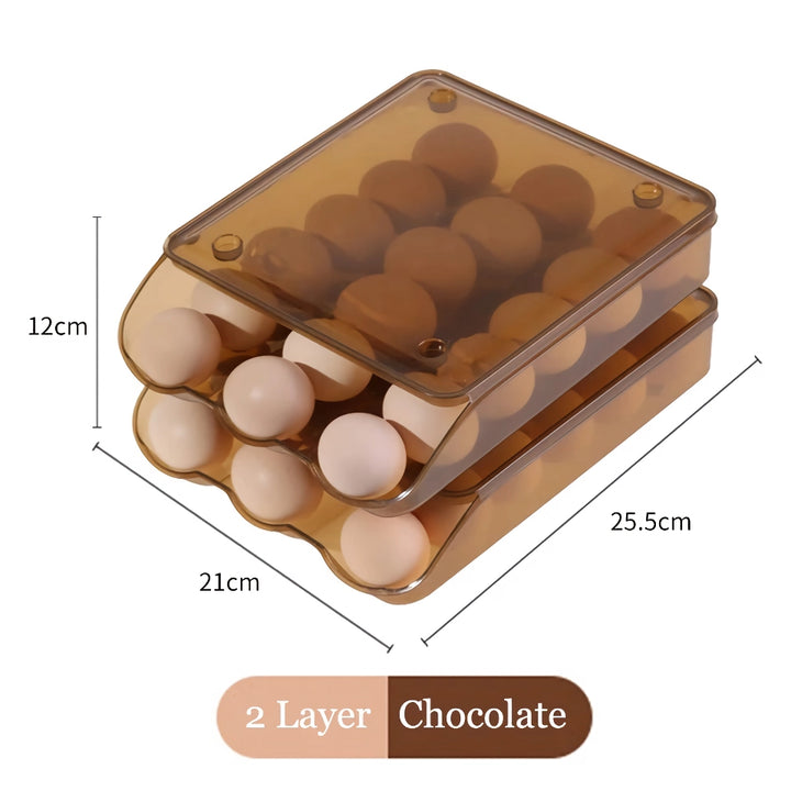 Stackable Self-Rolling Egg Storage Box - 1/2/3 Layer Organizer