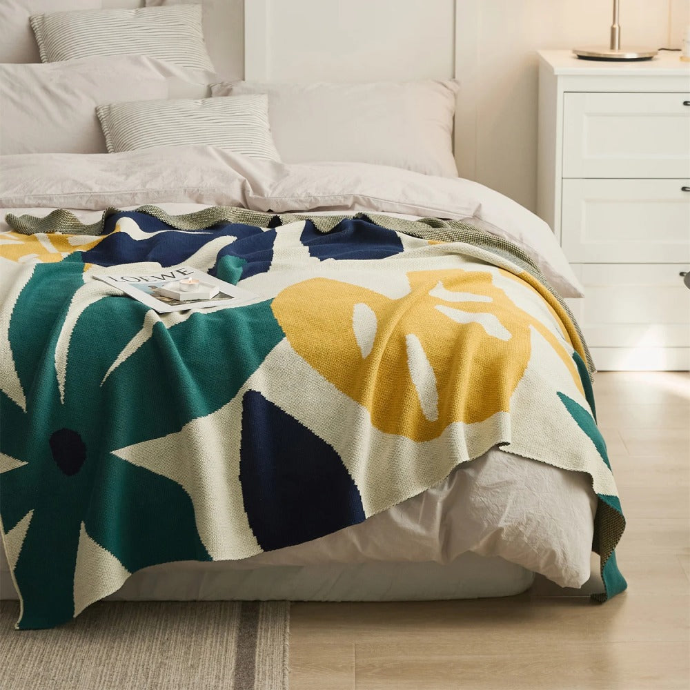 Leaf Jacquard Knitted Blanket