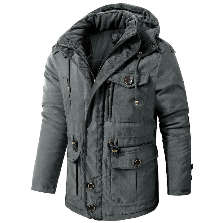 Men's Plus Size Mid-length Fleece-lined Thickened Cotton-padded Coat