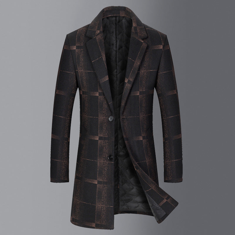 Men's Mid-length Slim Woolen Woolen Coat