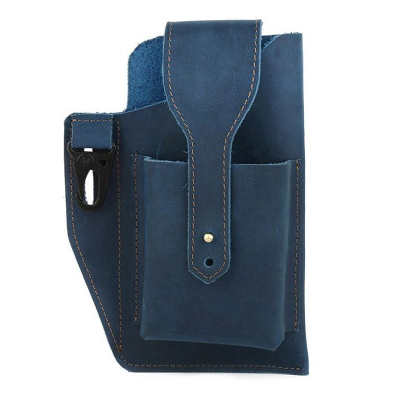 Leather Phone Bag Men's Leather Belt Pockets