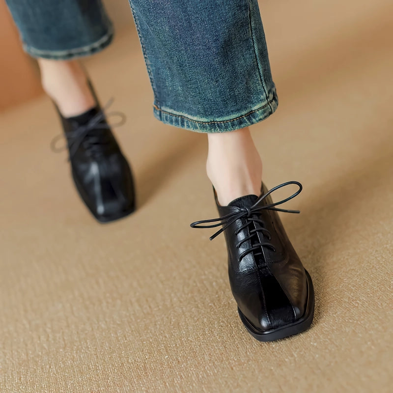 Genuine Leather Lace-Up Oxford Shoes