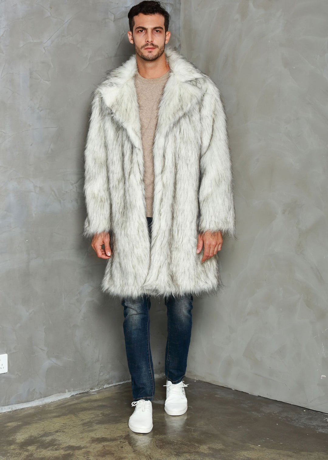 Men's Fashion Tailored Suit Collar Faux Fur Coat