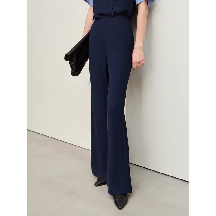 Minimalist Spliced Chiffon Shirt and Wide-Leg Pants Set for Women