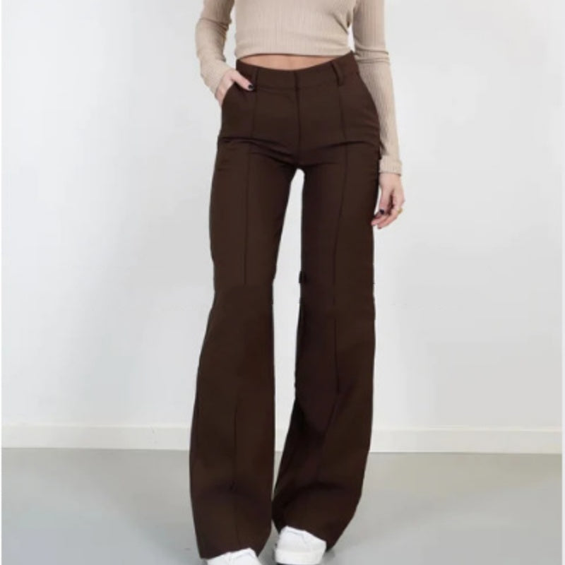 Women's Casual Pants Design Sense Stitching Straight-leg Pants