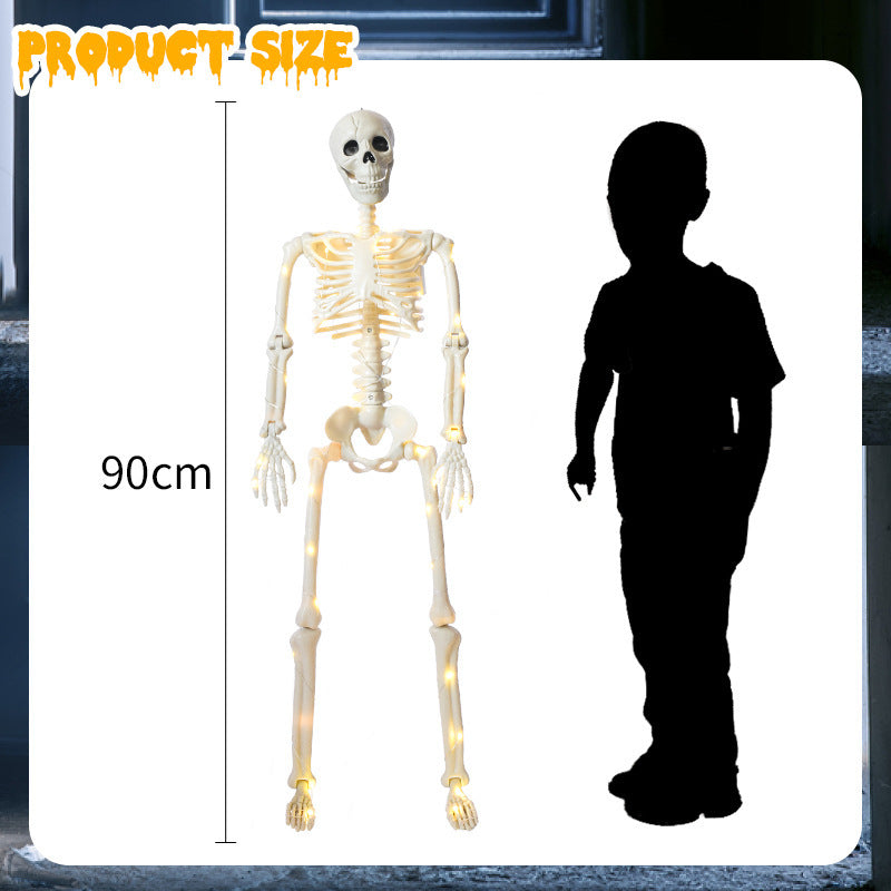 90cm Warm Light Stand-able Hanging Halloween Luminous Skeleton