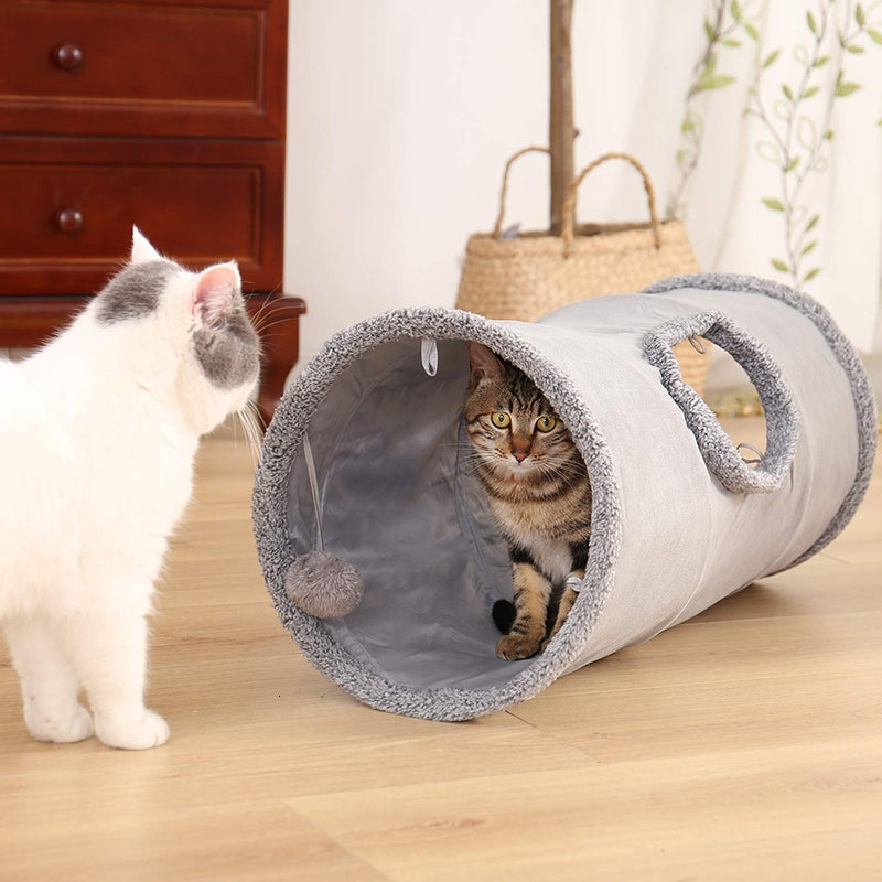 Collapsible Cat Tunnel with Crinkle Suede and Peek Hole – Portable Kitten Play Hideaway