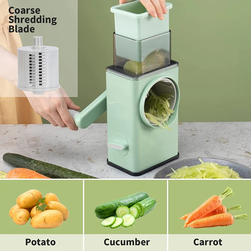 Rotary Vegetable Grater with 3 Drum Blades