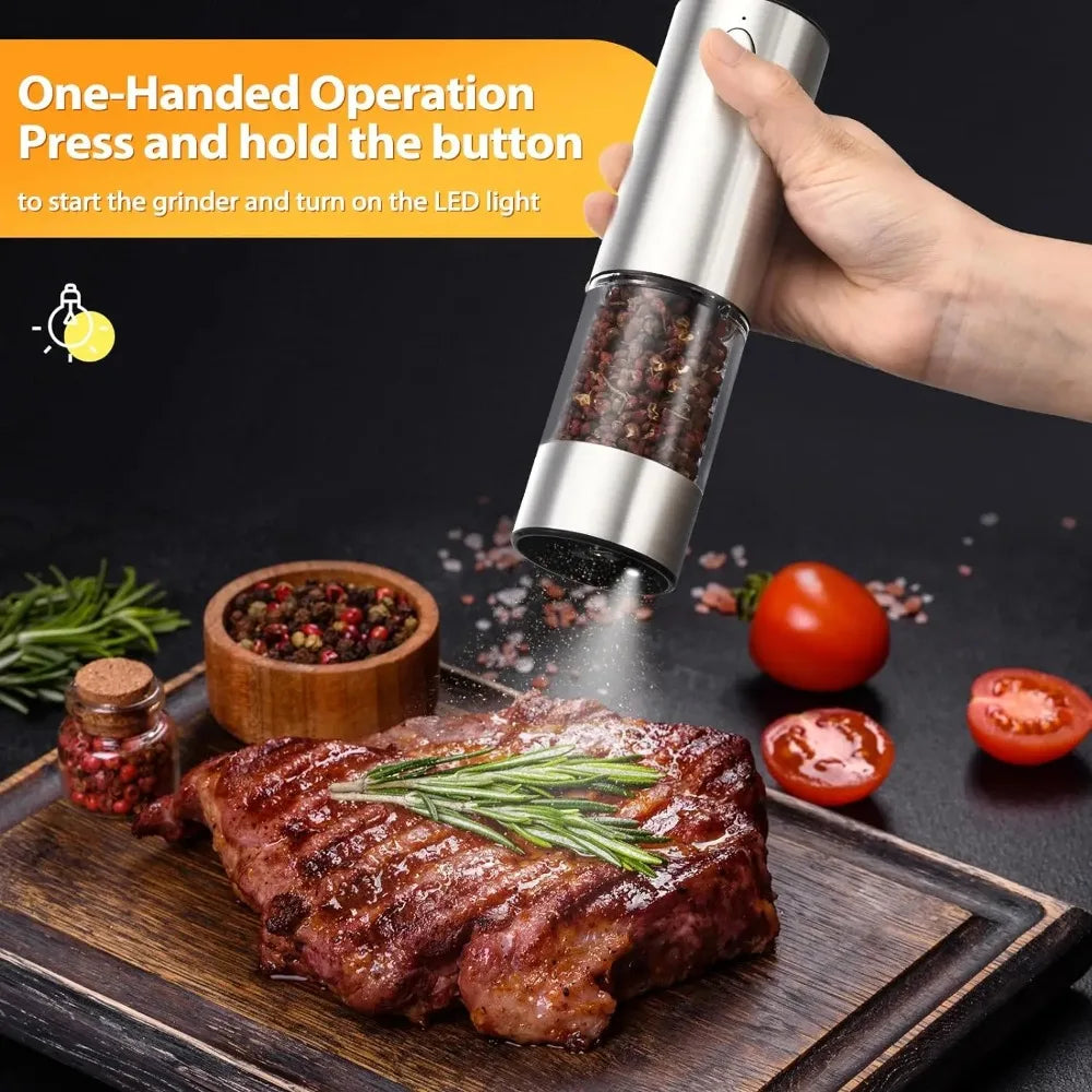 USB Rechargeable Electric Salt and Pepper Grinder Set