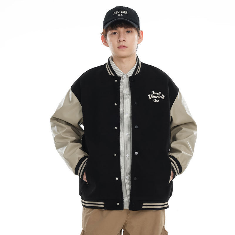 American Retro Sports Baseball Uniform Jacket Pu Shuai Embroidered Jacket