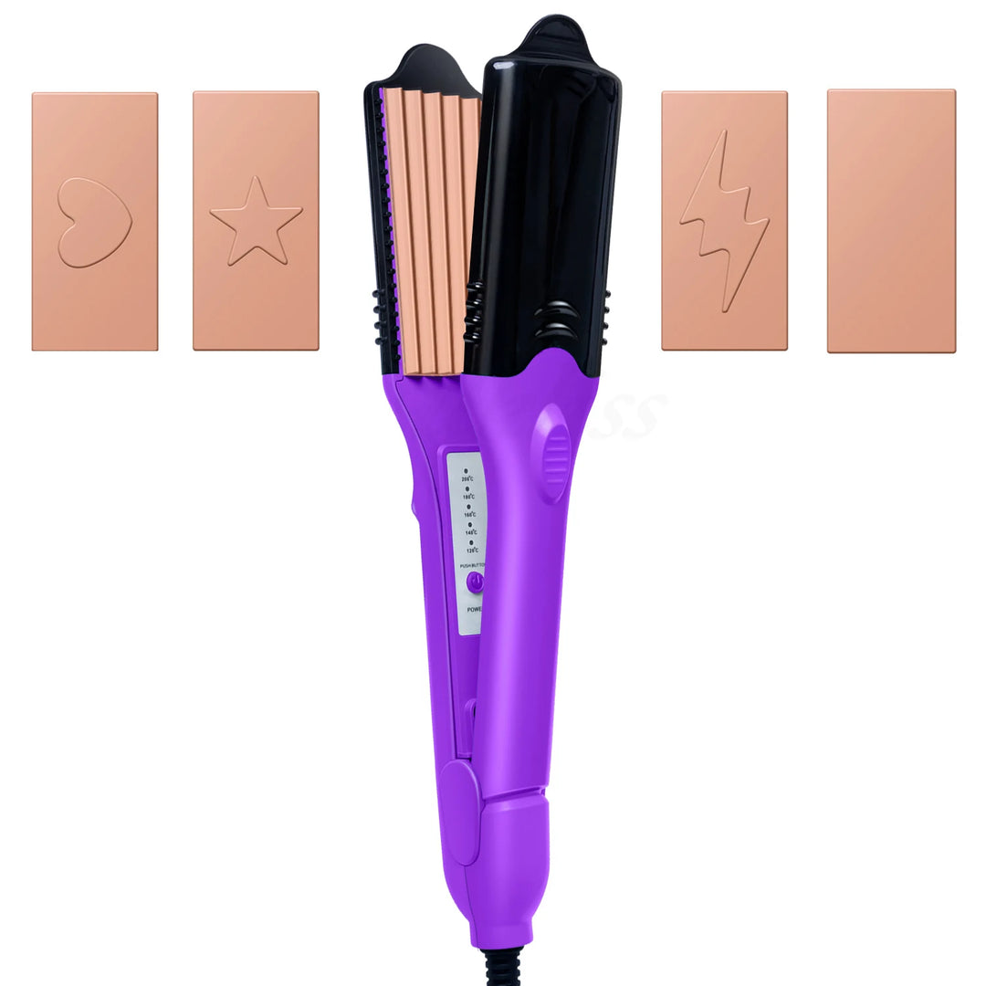 3D Hair Imprinting Straightener & Crimper with 5 Interchangeable Plates