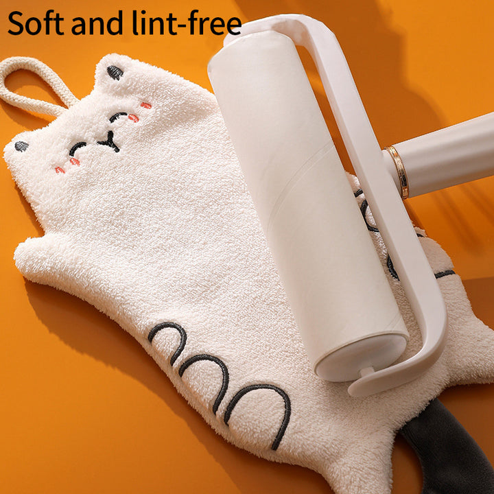 Cute Cat Microfiber Hanging Hand Towel - Quick Dry & Soft for Kids