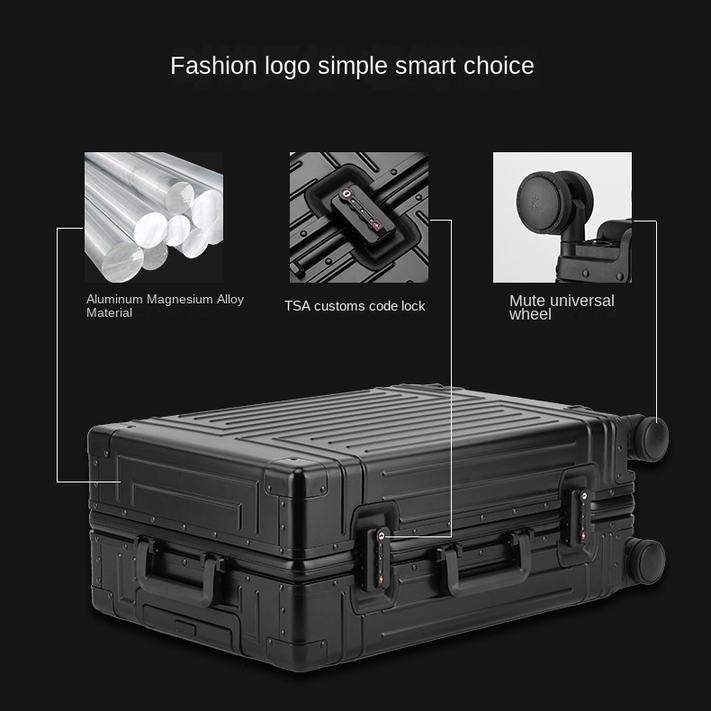 Aluminum Alloy Rolling Suitcase: Spinner Wheels, Lockable, Multiple Sizes