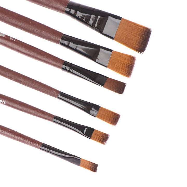 6-Piece Nylon Artist Paint Brush Set for Acrylic, Oil, and Watercolor