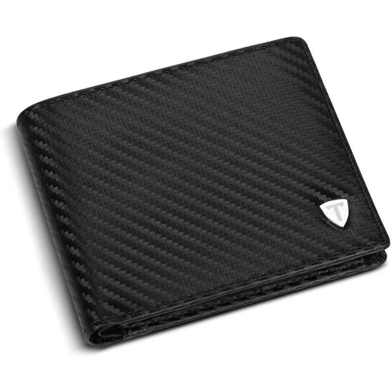 Men's Carbon Fiber Leather RFID Blocking Bifold Wallet