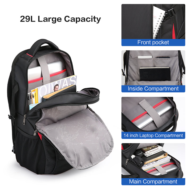 Waterproof 29L Laptop Backpack with Ergonomic Shoulder Straps