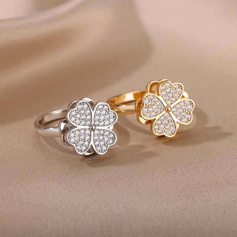 Heart and Clover Adjustable Women's Ring