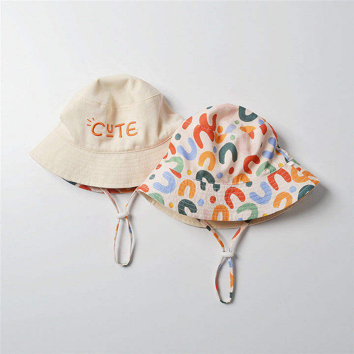 Solid Letter Print Kids Bucket Hat