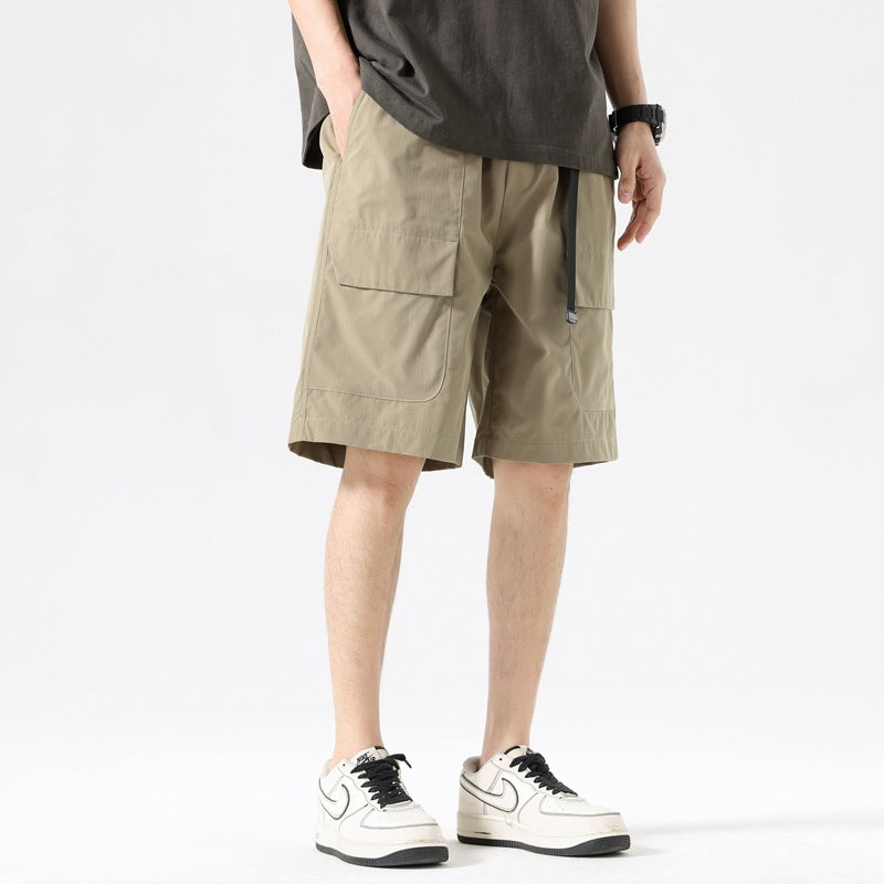 Men's Design Sense Niche Pocket Wide-leg Pants Straight Loose Casual Pants Cropped Pants Shorts