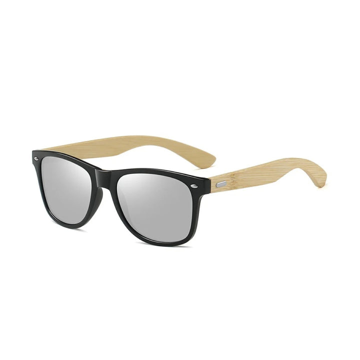 Vintage Bamboo Wood Square Sunglasses