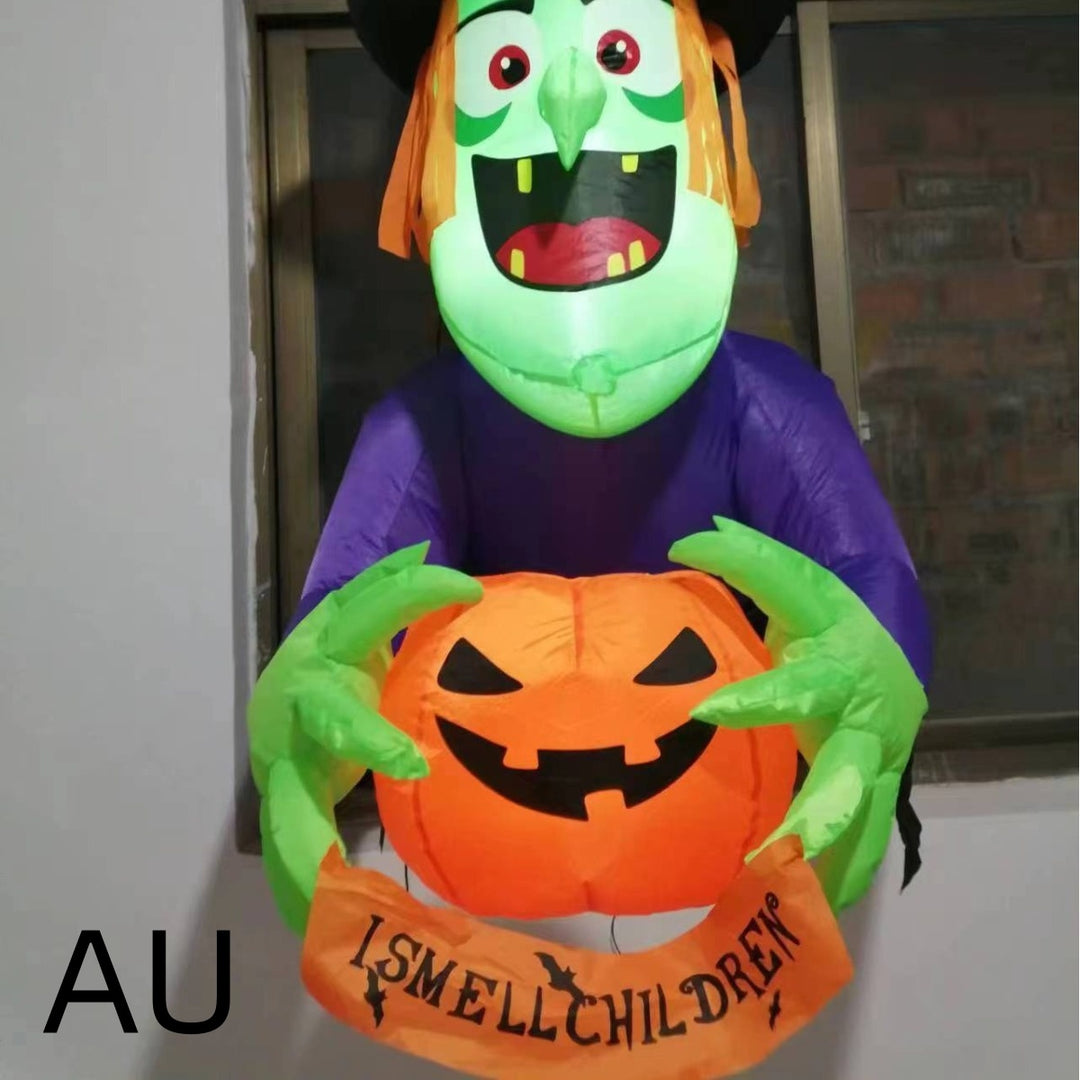 Halloween Climbing Window Witch Holding Pumpkin Inflation Model