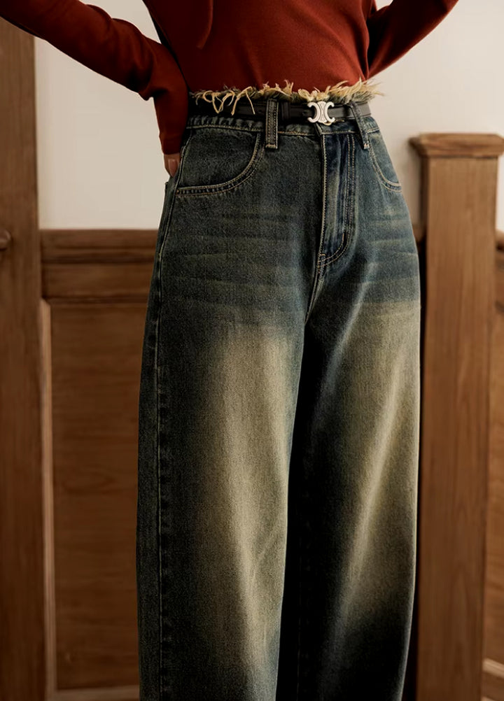 High Waist Vintage Straight Denim Pants